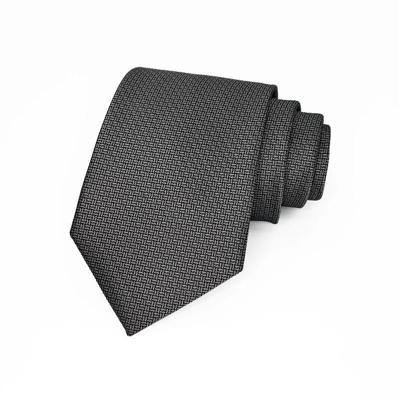 8cm Width Solid Color Striped Neck Ties For Men Trendy Gentlemen Black Wine Necktie Wedding Party