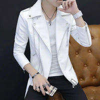 Male Leather Blazer Thin Trendy 2025 Slim Fit Coat Fashion Single Models Fashionable Gentleman Spring Clothes Men's Suit Jackets