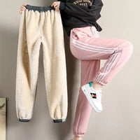 2022 Winter Women Fleece Pants Casual Keep Warm Thick Trousers Fashion Solid Color Loose Drawstring Sweatpants Plush Leggings