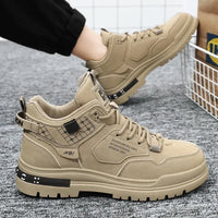 2024 Autumn High-top Work Boots Trend Men's All-match Non-slip Platform Boots Outdoor Comfortable Hiking Shoes Botas Masculino