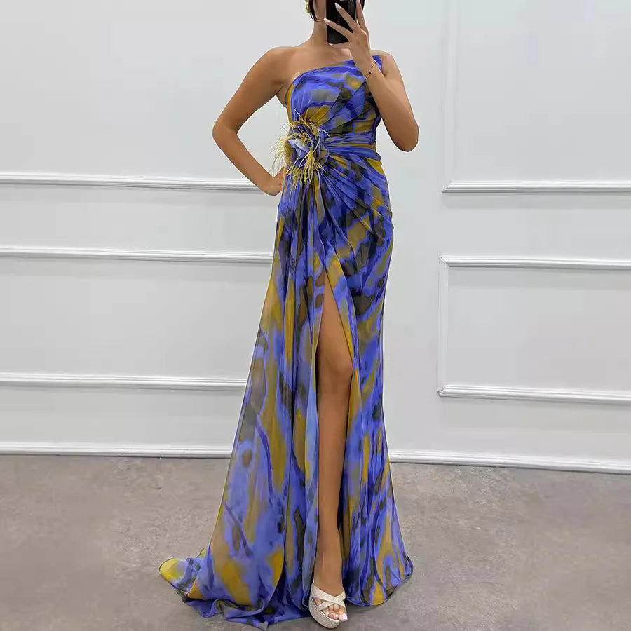 2025 Spring Women Chiffon Dress Print Sleeveless Casual Dress Bohemian Dress Female Summer Holiday Fashion Beach Lady Clothes