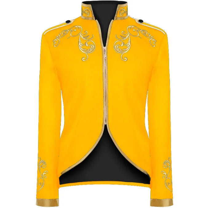 British Style Men Embroidered Flower Suit White / Blue / Red Male Wedding Dance Party Coat Singer Stage Performance Dress Blazer
