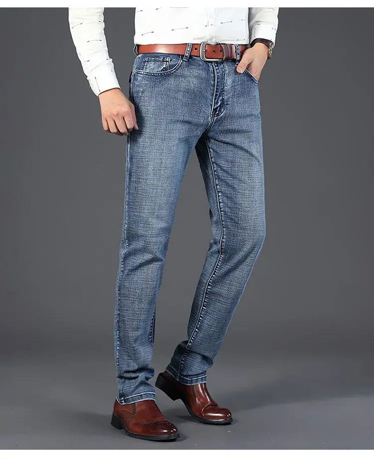 Classic Business Casual Jeans Men 2025 New Fashion Retro Slim Stretch Denim Trousers Male High Quality Luxury Pants Men Clothing