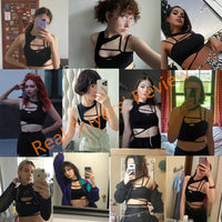 Crop Top Women Hollow Out Black Blouses Sleeveless Skinny Cool Punk T Shirts Techwear 2022 Summer New Sexy Tank Tops Y2k Clothes