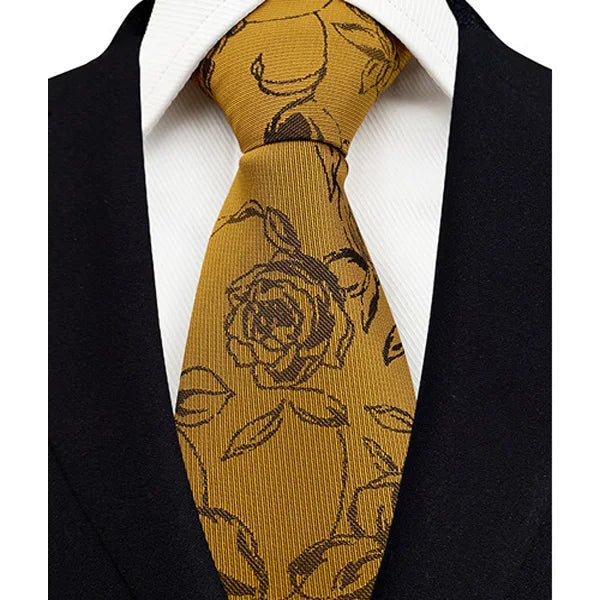 Luxury 8CM Mens Necktie Brown Orange Color Dot Stripes Ties For Man Groom Jacquard Woven Neck Tie For Business Wedding Party