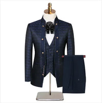 2025 New Wedding Host Performance Men's Suit Dress Three-piece Botanical Floral Pattern  Blazer  for Men with Pants and Vest