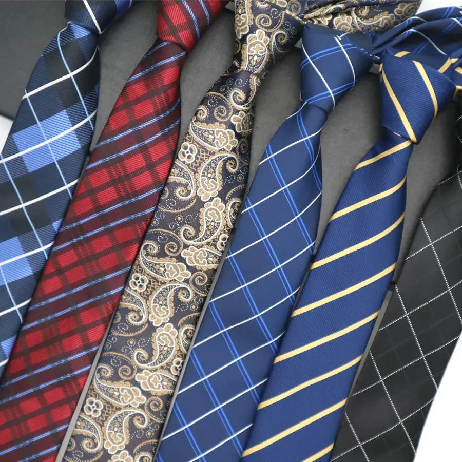 New Slim Narrow Skinny 6CM Mens Necktie Neck Ties For Man Plaids Polka Dot Striped Jacquard Cravat Business Party Corbatas