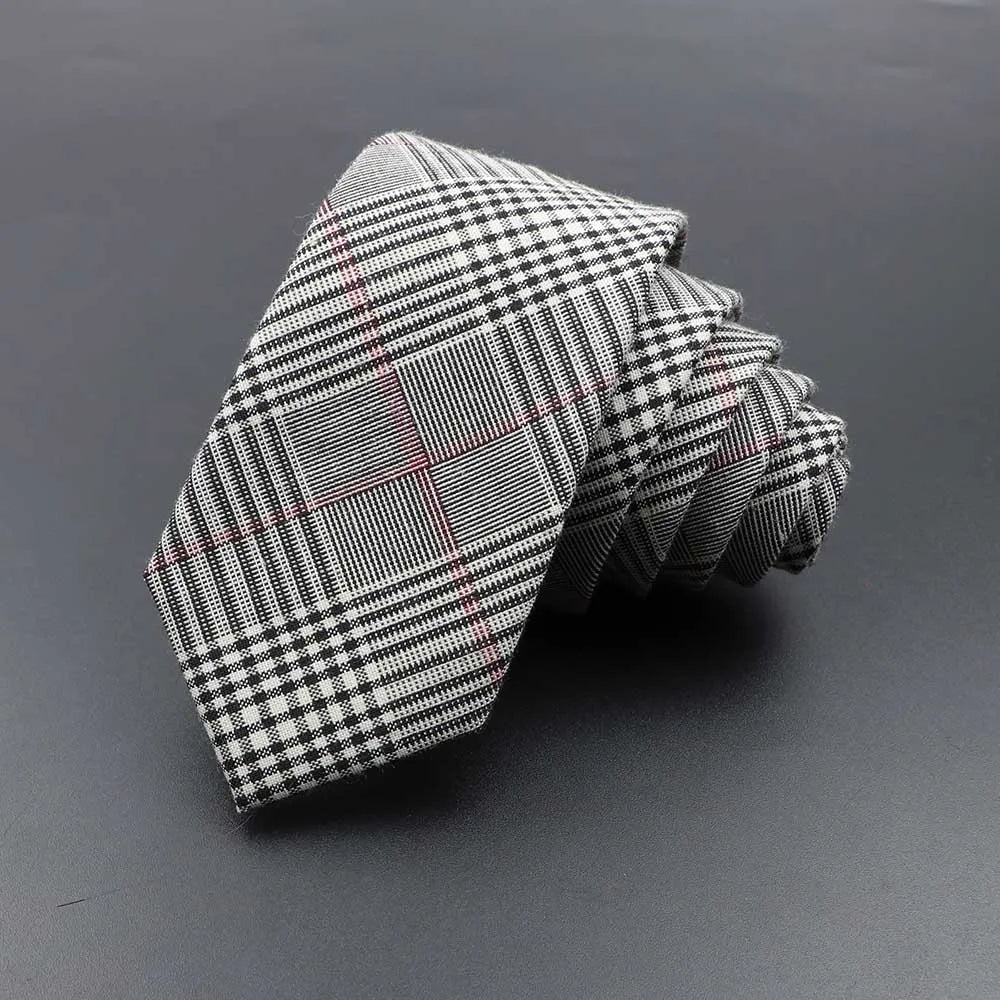 High Quality Plaid Striped Cotton Handmade Tie Men Necktie Narrow Collar Slim Casual Ties Business Party Suit Accessories Gift