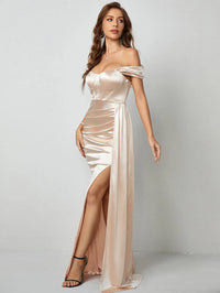 Europe, America, Middle East Sexy Raglan Wrapped Chest High Waist Strap Split Prom Foreign Trade Dress