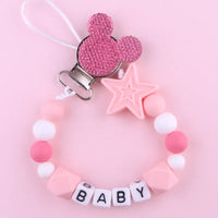 Free Handmade Personalized Name Baby Pacifier Clips Chains Silicone Beads Teether Teething Toys Dummy Holder Pacifier Chain Gift