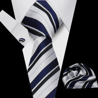 Tie Men Business Necktie Set Classic Plaid Cufflinks Handkerchief For Suit Wedding High Quality 3pcs Ties Sets Formal Gravata