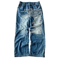 blue jeans vintage Fashion Y2K Wideleg pants Harajuku Hip Hop Streetwear Letter Printing Jeans Gothic black baggy casual pants