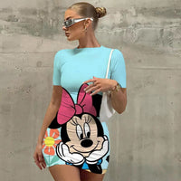 2023 Sexy summer women's new Korean temperament Disney Minnie Mickey Mouse short-sleeved Dress