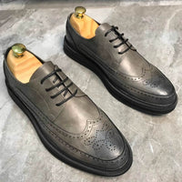 Oxford Shoes Fashion Brogue Men Leather Formal Dress Shoes Man Comfortable Office Party Footwear