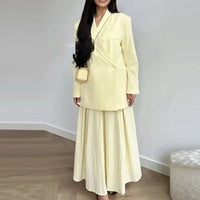 Ladies Loose Blazer Suit Solid Casual Turn Down Collar One Button Coat High Waist Shorts 2025 Summer Autumn Formal New Outfits