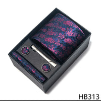 2025 New Design Fashion Brown Paisley Tie Handkerchief Cufflink Set For Men Necktie Clothing Accessories Birthday Present