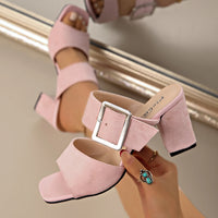 Women Sandals 2025 New Summer Square Toe Thick-soled Slippers Outdoor Sexy Shoes for Women Elegant Fashion Solid Color Sandals