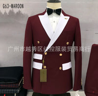 2023 Double-breasted Six-button Two-piece Full Men's Suit