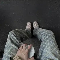 European American Men's Summer Jacquard All-over Printed American Jeans Thin Slim Fit Straight-leg Bootcut Pants