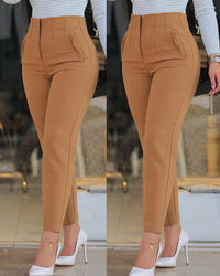 2023 Spring and Summer New Women Pants High Waist Cropped Straight Work Formal Pants Elegant Casual Daily Pants