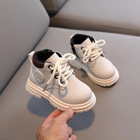 Winter Kids Combat Boots Furry Lined Children Ankle Boots Fashion Boys Girls Short Boots Student Non-slip Shoes Footwear