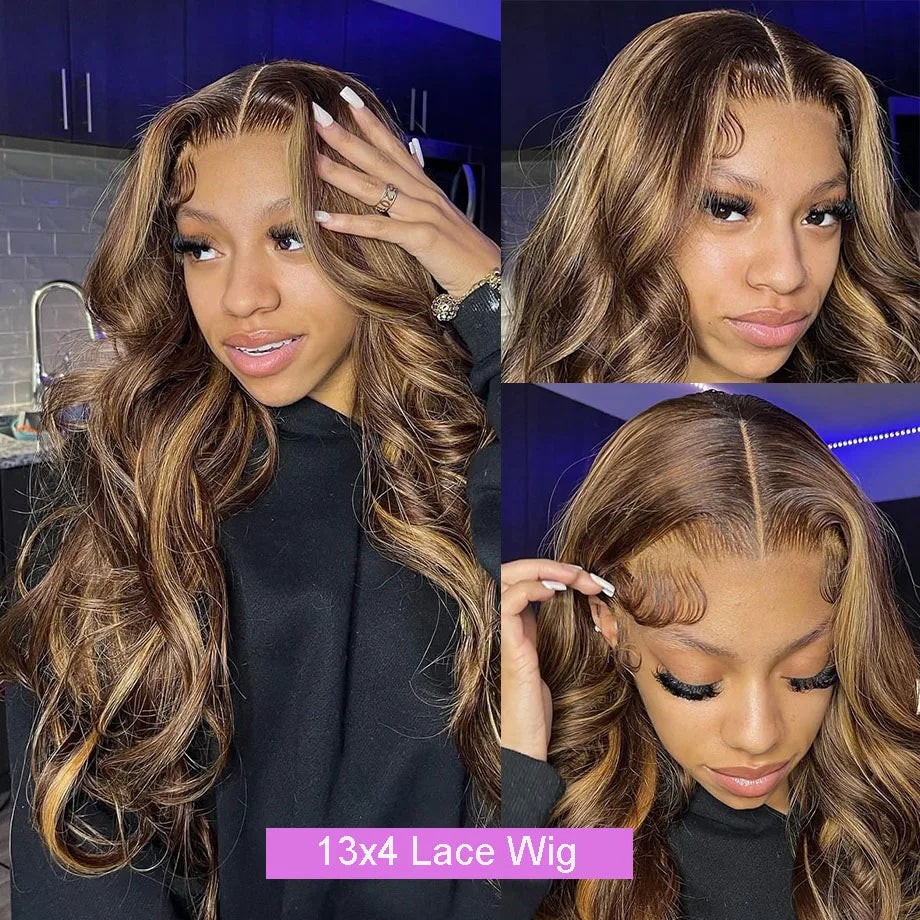 Body Wave Wig Highlight Ombre Lace Front Wig Human Hair 30 32 Inch Colored Wigs 13x4 13x6 Hd Lace Frontal Wigs For Black Women