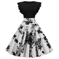 Women Summer Dress Retro 50s 60s Robe Femme Rockabilly Pinup Party Vestidos Casual Elegant Floral Office Dress