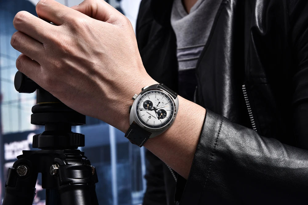 PAGANI DESIGN 2024 Retro Luxury Men's Watches Sports Chronograph VK63 Quartz Watch For Men AR Sapphire Waterproof Leather Clock