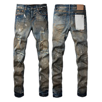 Men's Skinny Denim Jeans 2025 New Streetwear Distressed Painted Repair Low-Rise Brand Pants for Casual Style