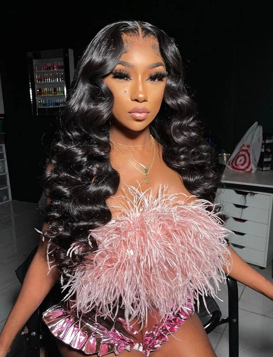 HD 13x6 Loose Nature Wave Lace Front Human Hair Wigs 250% Transparent 30 40 Inch 13x4 360 Full Deep Water Wave Lace Frontal Wig