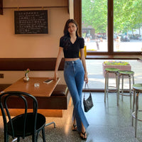 Women's Flared Jeans with Slits Bell Bottom Trousers Retro High Waist Shot Cowboy Pants for Woman Original Top Selling Baggy R Z