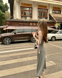 Summer Simplicity Slim Looking Elastic Long Sling Dress