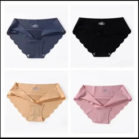 4 PCS/Lot Seamless Panties for Women Plain Panties Slip Silk Female Underwear Soft Thin Light Panti Culotte Femme Underpants