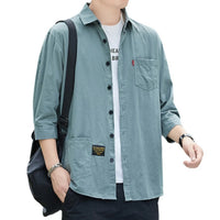 Men shirts Summer Men's clothing Short-Sleeved shirts & blouses Daily Solid Color Stand-Up Collar Casual Beach Style Male Shirt