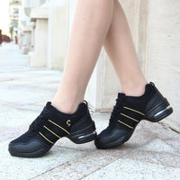 Breathable Dance Sneakers Woman Man Black Red Air Mesh Split-sole Square Dance Salsa Dancing Shoes Girls Ladies Sports Shoes