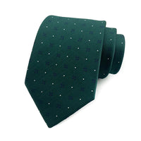 Fashion 8CM Mens Necktie Polka Dot Stripes Paisley Ties For Man Jacquard Woven Ascot Green Color Business Party Accessories