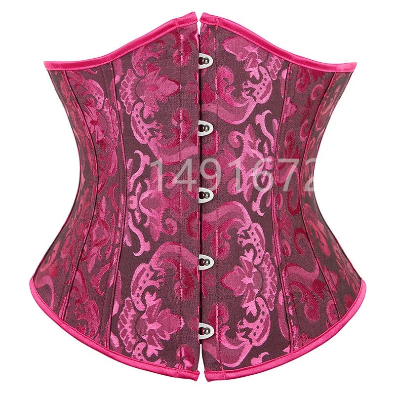 Pink Corset Underbust Top Wome Plus Size Waist Cincher Sexy Gothic Corpete Corselet Fashion Black White Red Blue Rose