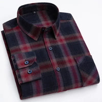 Pure Cotton Men's Plaid Shirt Long Sleeve Regular Fit Men Casual Oversized Shirt Leisure Autumn Male Blouse New Plus Size