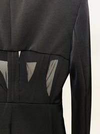 HIGH STREET Newest 2024 Designer Blazer Suit Women's Perspective Gauze Patchwork Blazer Pencil Pants