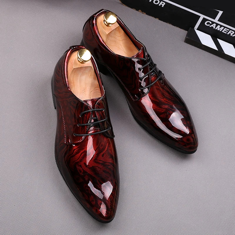 Men's Dress Shoes Patent Leather Business Shoes Pointed Toe Zapatos Hombre Oxfords Shoes For Men Sapatos Social Masculino