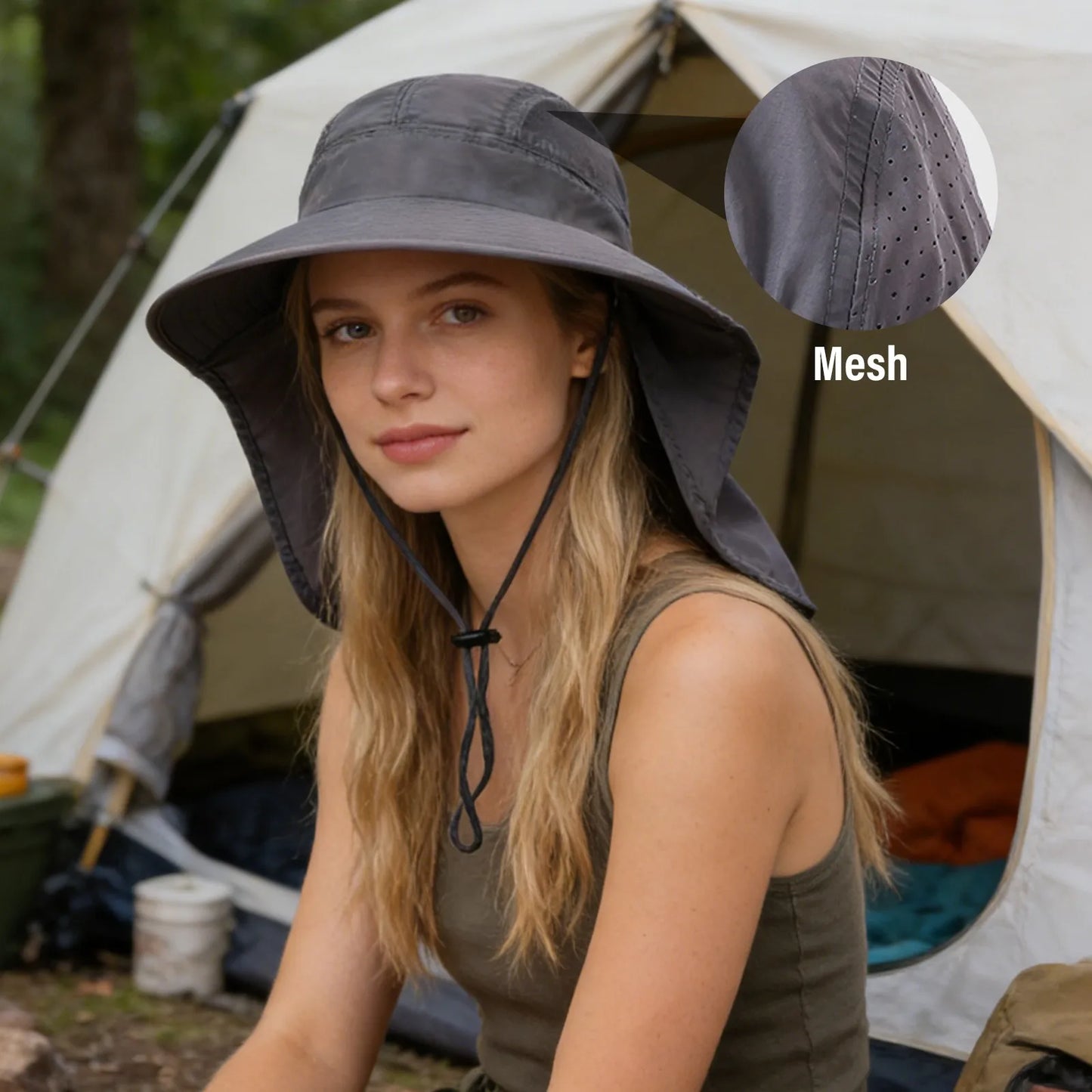 Women UPF50+ Sun Hat Neck Cover Wide Brim UV Protection Outdoor Hiking Fishing Beach Bucket Hat Cycling hat Fishing hat