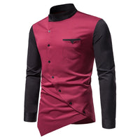 Men Shirt Long Sleeve Personality Diagonal Button Shirts for Men Luxury Designer Irregular Henry Collar Top Grade Tops