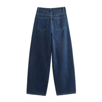 Woman Jeans Pants 2025 Spring High Waist Wide Leg Straight Fit Blue Casual Vintage Versatile Daily Streetwear Denim Jeans