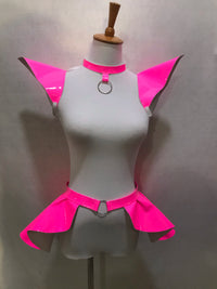 Fluorescence Yellow Laser Flying Shoulder Pads Skirt Women Performance Jazz Dance Clothing Bar Nightclub DJ Gogo Dancer Costume