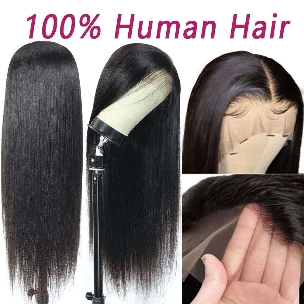 260% High Density Straight HD Transparent Human Hair Wigs 13x6 13x4 Lace Front Wig Brazilian 40 46Inch Lace Front Human Hair Wig