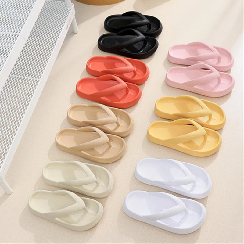 Soft Sole Platform Flip Flops Women 2023 Summer Beach Non Slip Cloud Slippers Woman Thick Sole Clip Toe Bathroom Slides Sandals