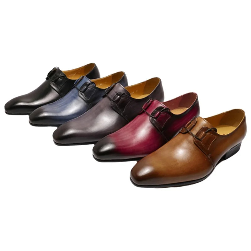 Business Casual Men's Shoes Size 38-47 Gradient Color Calfskin Leather Low Top Breathable Wear-Resistant Fashionable Shoes