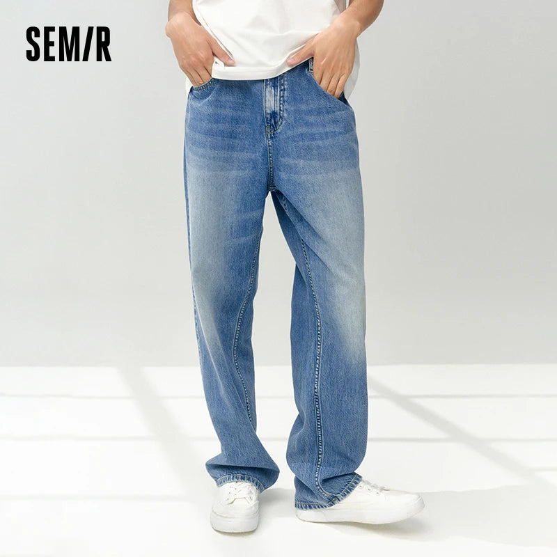 Semir Denim Jeans Men 2025 Summer New Loose-Fit Straight-Leg Soft Denim Pants Fashionable And Vintage