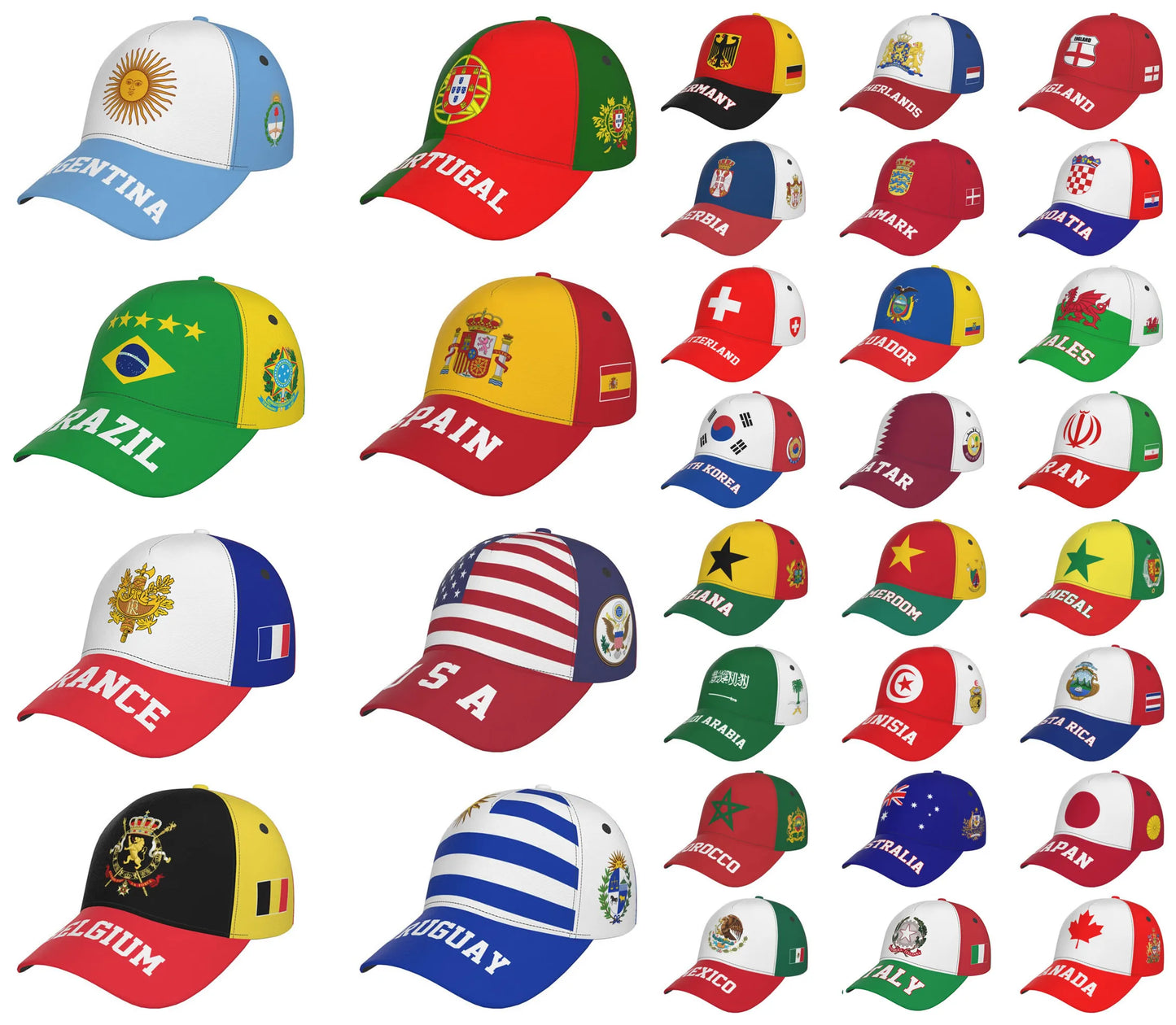 Men Argentina Brazil France Belgium Spain Portugal Netherlands Mexico Croatia England Qatar Italy Uruguay Flag Baseball Cap