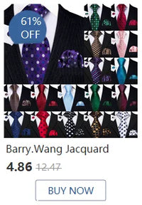 Barry.Wang Gold Silk Mens Tie Hanky Cufflinks Set Yellow Beige Orange Luxury Jacquard Necktie For Male Wedding Business Party